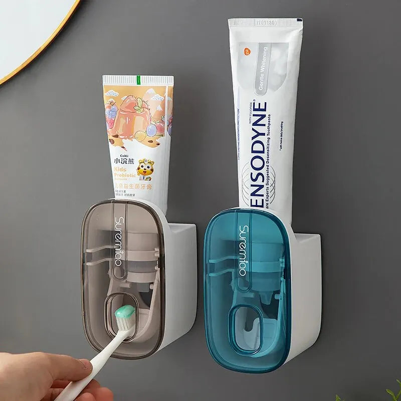 Automatic Wall-Mounted Toothpaste Dispenser & Toothbrush Holder - Effortless Squeeze for a Mess-Free Bathroom