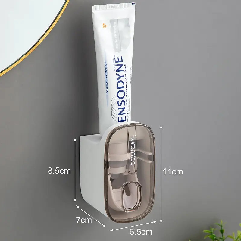 Automatic Wall-Mounted Toothpaste Dispenser & Toothbrush Holder - Effortless Squeeze for a Mess-Free Bathroom