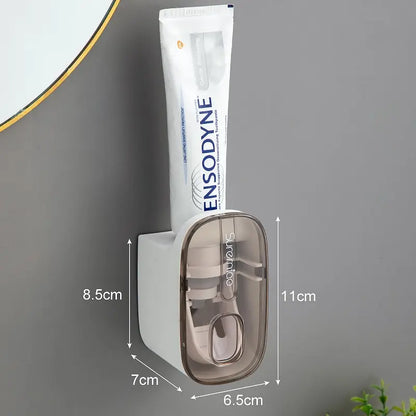Automatic Wall-Mounted Toothpaste Dispenser & Toothbrush Holder - Effortless Squeeze for a Mess-Free Bathroom