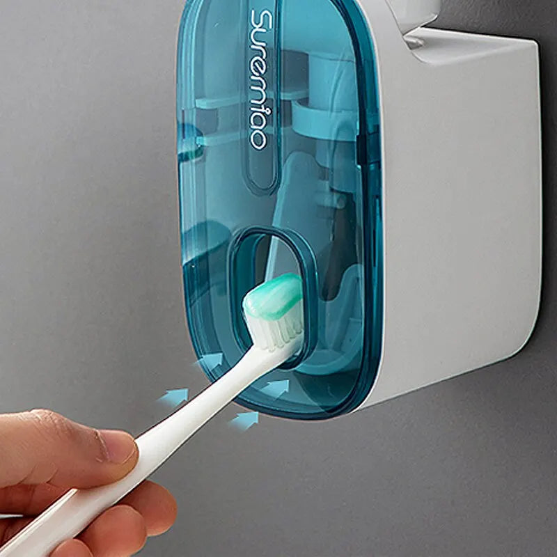 Automatic Wall-Mounted Toothpaste Dispenser & Toothbrush Holder - Effortless Squeeze for a Mess-Free Bathroom