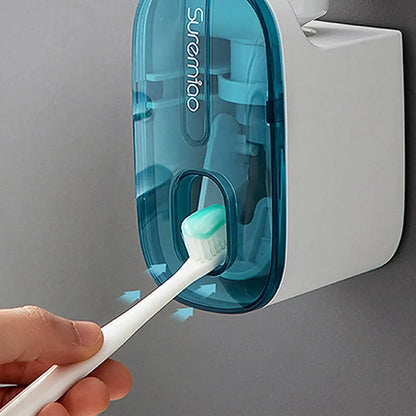 Automatic Wall-Mounted Toothpaste Dispenser & Toothbrush Holder - Effortless Squeeze for a Mess-Free Bathroom
