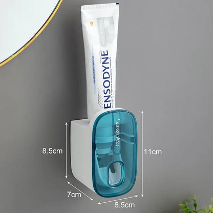 Automatic Wall-Mounted Toothpaste Dispenser & Toothbrush Holder - Effortless Squeeze for a Mess-Free Bathroom
