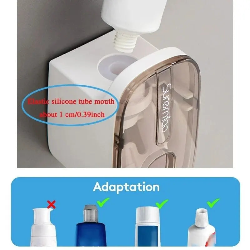 Automatic Wall-Mounted Toothpaste Dispenser & Toothbrush Holder - Effortless Squeeze for a Mess-Free Bathroom