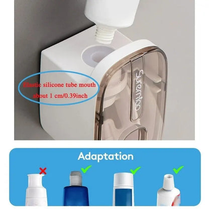 Automatic Wall-Mounted Toothpaste Dispenser & Toothbrush Holder - Effortless Squeeze for a Mess-Free Bathroom