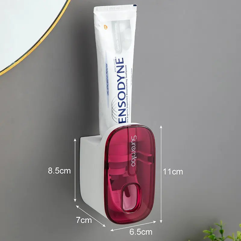 Automatic Wall-Mounted Toothpaste Dispenser & Toothbrush Holder - Effortless Squeeze for a Mess-Free Bathroom