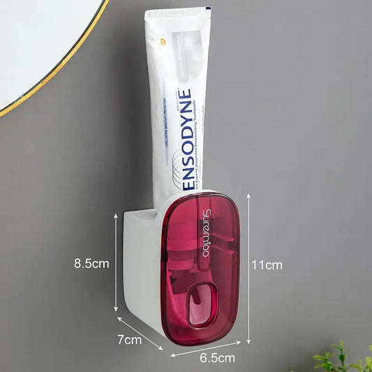 Automatic Wall-Mounted Toothpaste Dispenser & Toothbrush Holder - Effortless Squeeze for a Mess-Free Bathroom