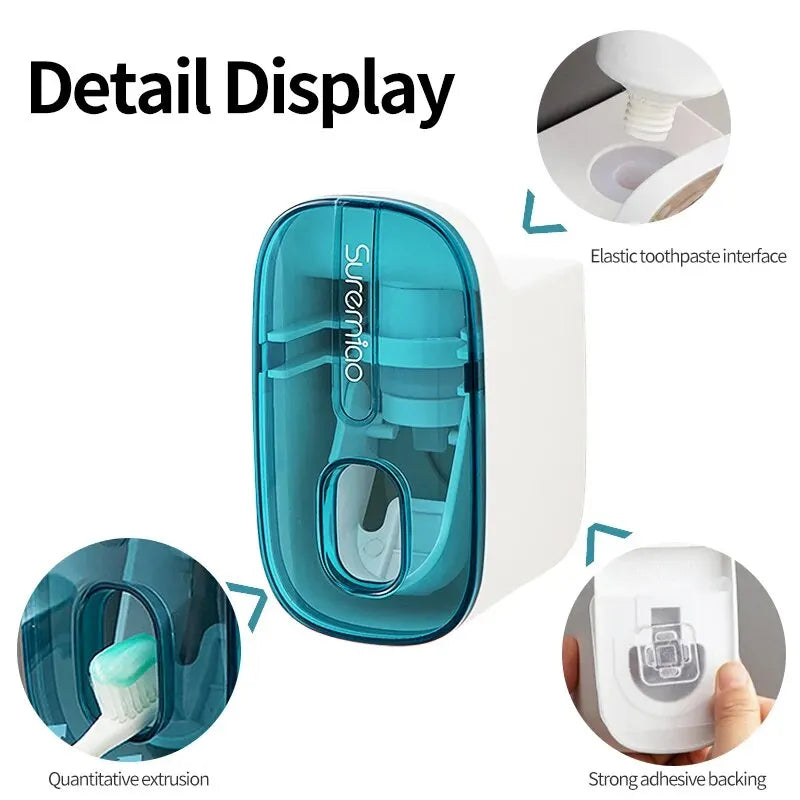 Automatic Wall-Mounted Toothpaste Dispenser & Toothbrush Holder - Effortless Squeeze for a Mess-Free Bathroom