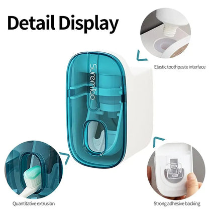 Automatic Wall-Mounted Toothpaste Dispenser & Toothbrush Holder - Effortless Squeeze for a Mess-Free Bathroom